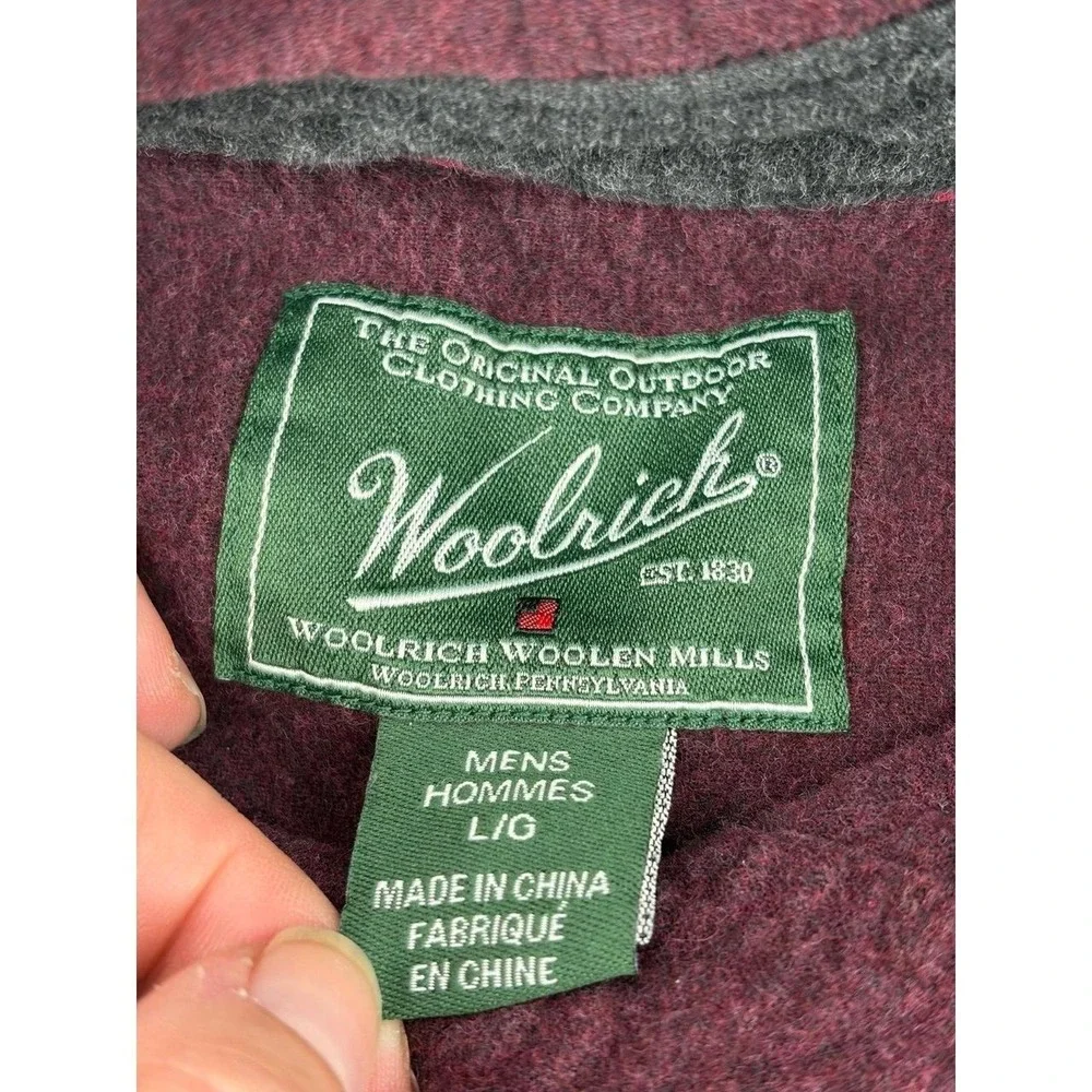 Woolrich Shirt Burgundy Chamois Flannel Long Sleeve Button Up Outdoor, Men L